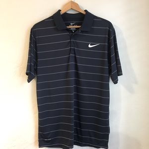 🏌🏽‍♂️Nike Dri Fit Navy/Wht Striped Golf Polo